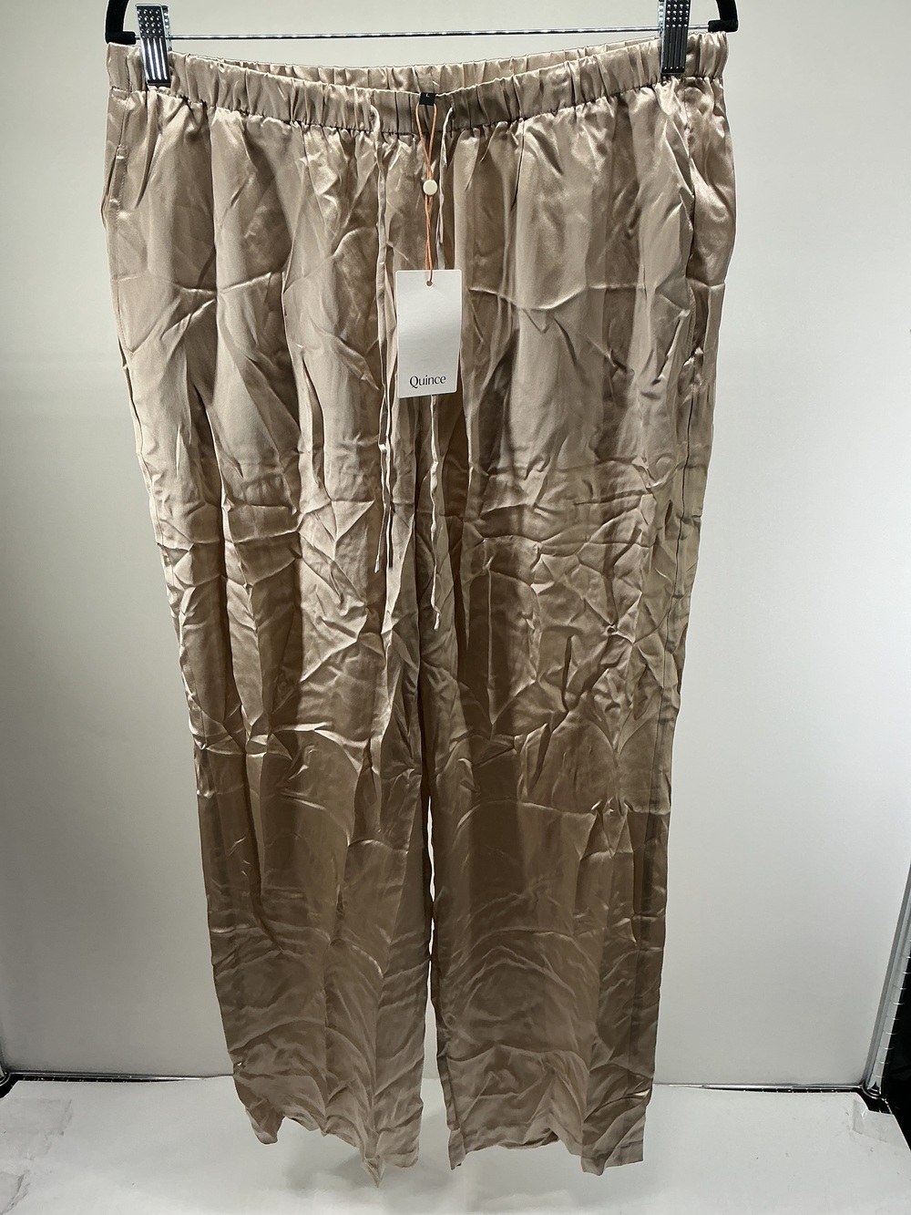 100% Washable Silk Drawstring Wide Leg Pants - 30"